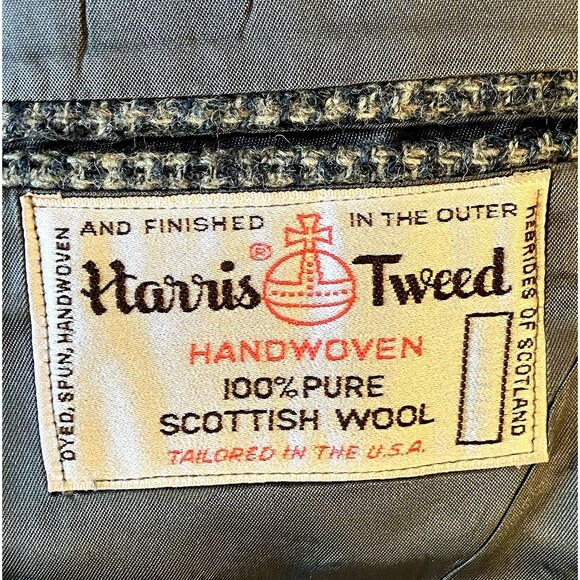 Harris Tweed Vintage Sport Coat Andhurst Gray Check Fleck Scottish Wool 38 40 - Picture 3 of 15